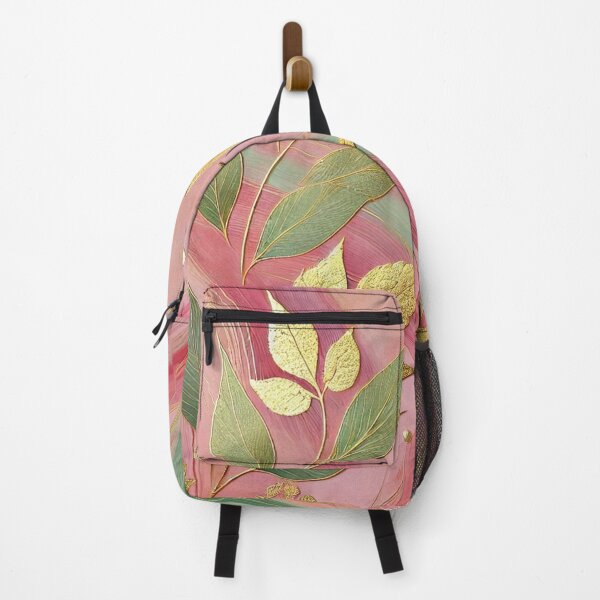 Item preview, Abstract Coral Pink Blush and Golden Leaf Motif Artwork style 11 designed and sold by Oonward2021.