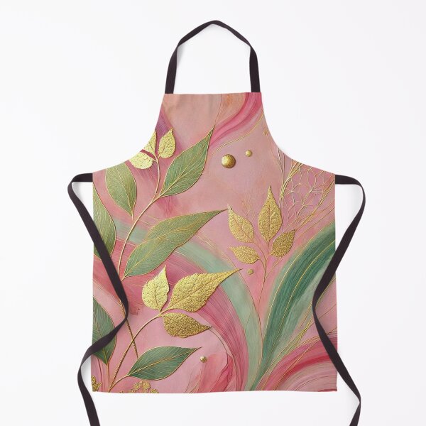 Item preview, Abstract Coral Pink Blush and Golden Leaf Motif Artwork style 11 designed and sold by Dream Bloom Gallery.
