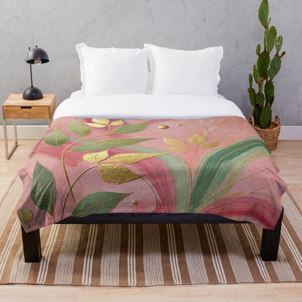 Artikelvorschau, Abstraktes Korallenrosa-Rouge- und Blattgold-Motiv, Kunstwerkstil 11 entworfen und verkauft von Dream Bloom Gallery.