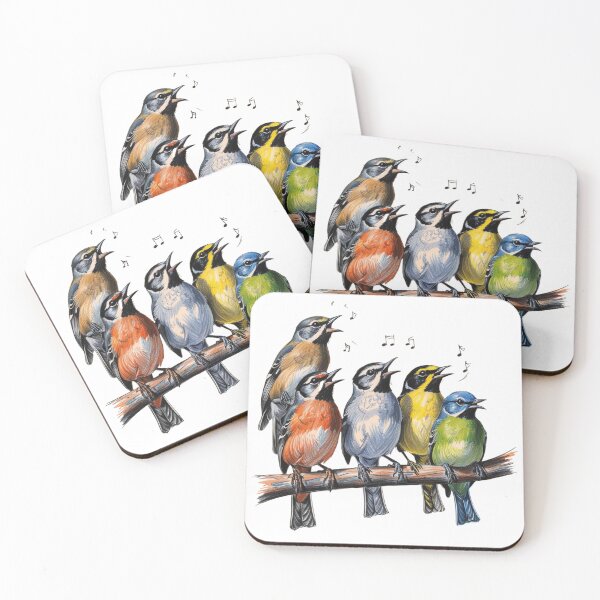 Item preview, Birdsong Harmony, Singing Bird Quintet, Feathered Friends in Harmony, Melody Makers on a Branch, A Chorus of Colorful Birds designed and sold by TolgaSal.