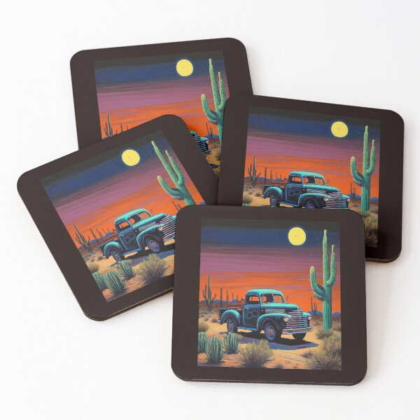 Item preview, "Moonlit Desert Crossing: Vintage American Truck in the Night" designed and sold by Artisticanvas.