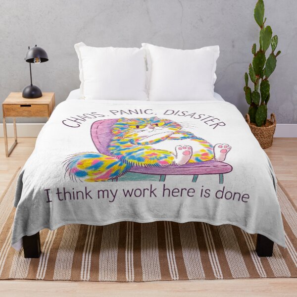 Item preview, my work is done, cat, feline, trouble maker, funnyfits70, Humor, Funny, retro, vintages, funny quotes, animal humor, designed and sold by FunnyFits70.