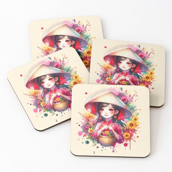 Item preview, Watercolor Tet Girl designed and sold by HolidayBug.