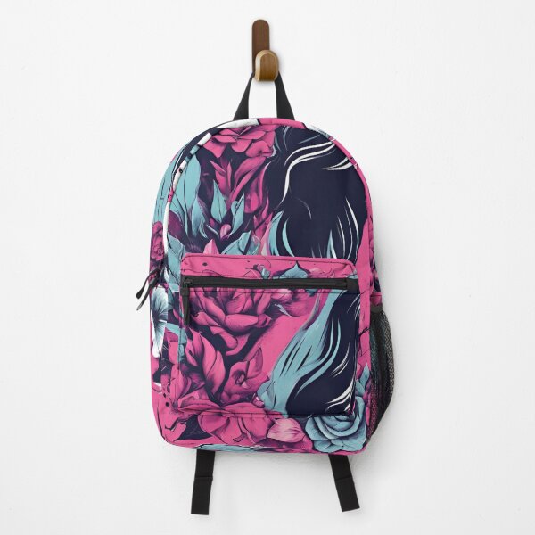 Item preview, Cool Girl Art – Floral Pink & Black-Blue Aesthetic designed and sold by Cosmic Enigma.