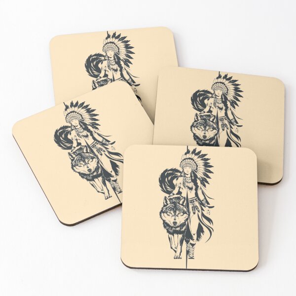 Item preview, Native woman and a wolf designed and sold by 123ks.