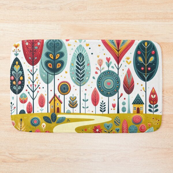 Item preview, Scandinavian Folk Art Magical Landscape Quest to the love heart tree by heidiannemorris © designed and sold by FOLK ART FUSION.