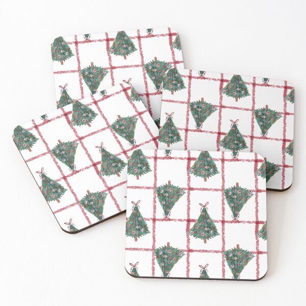 Item preview, Watercolor Festive Christmas Tree with Red Coquette Bows and Red Plaid designed and sold by aneladesigns.