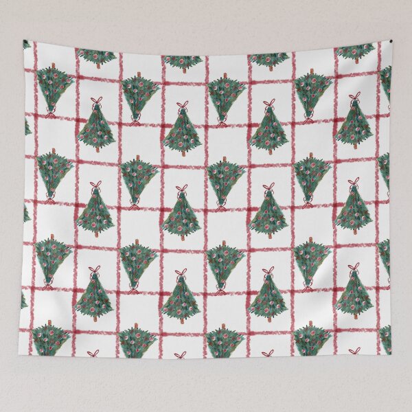 Item preview, Watercolor Festive Christmas Tree with Red Coquette Bows and Red Plaid designed and sold by aneladesigns.