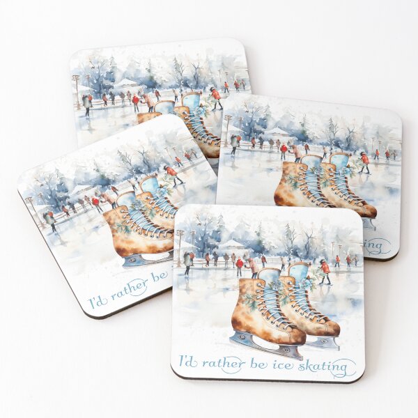 Item preview, Watercolor I'd rather be ice skating designed and sold by HolidayBug.