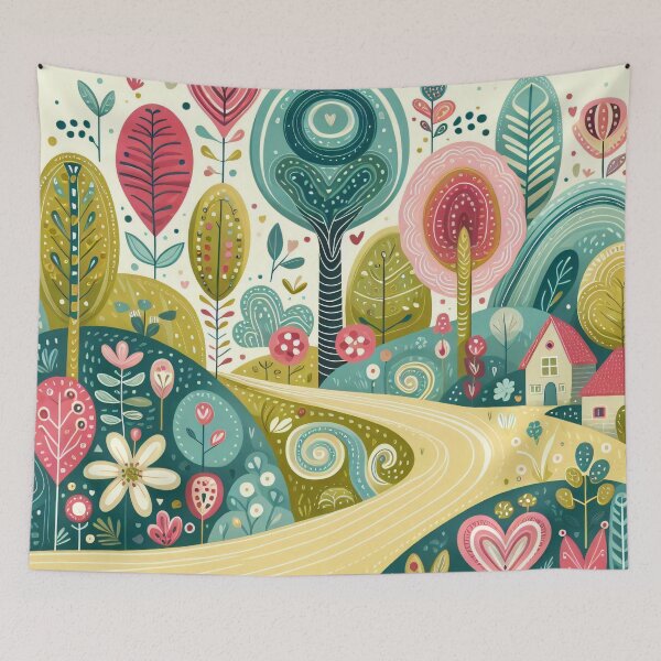 Item preview, Scandinavian Folk Art Magical Landscape Quest by heidiannemorris © designed and sold by FOLK ART FUSION by heidiannemorris.