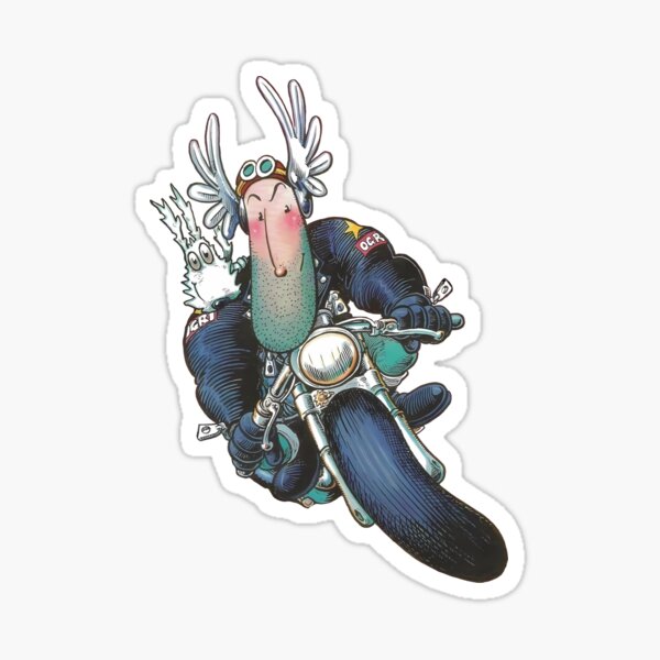 Aperçu de l'œuvre Ogri et Kickstart Classic Comic Biker créée et vendue par Chilled Peak.