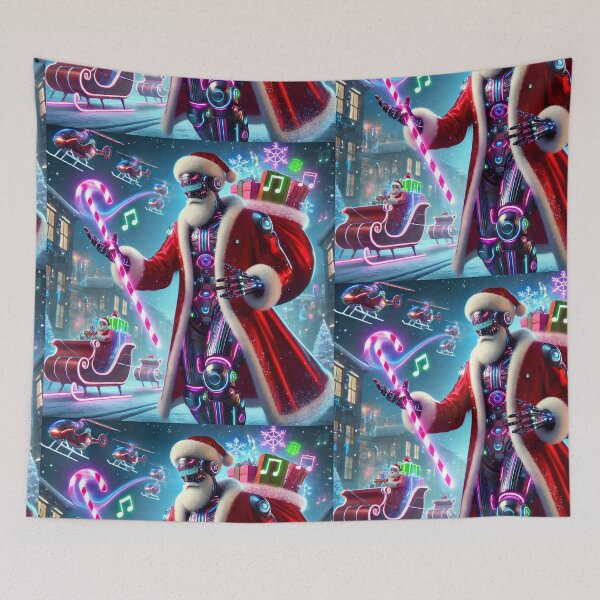 Item preview, Futuristic Santa Claus: Cyber Holiday Cheer in Neon Glow designed and sold by PoseArtistry.