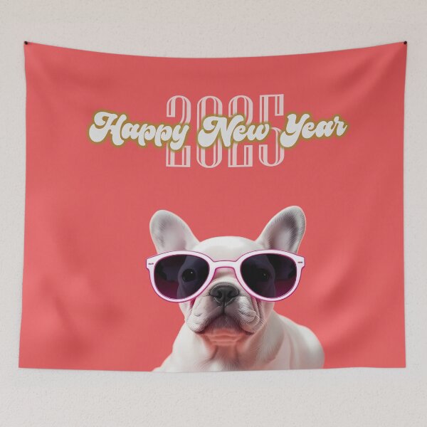 Item preview, Festive Frenchie: A French Bulldog Welcomes 2025 #2 designed and sold by purrfect pattern.