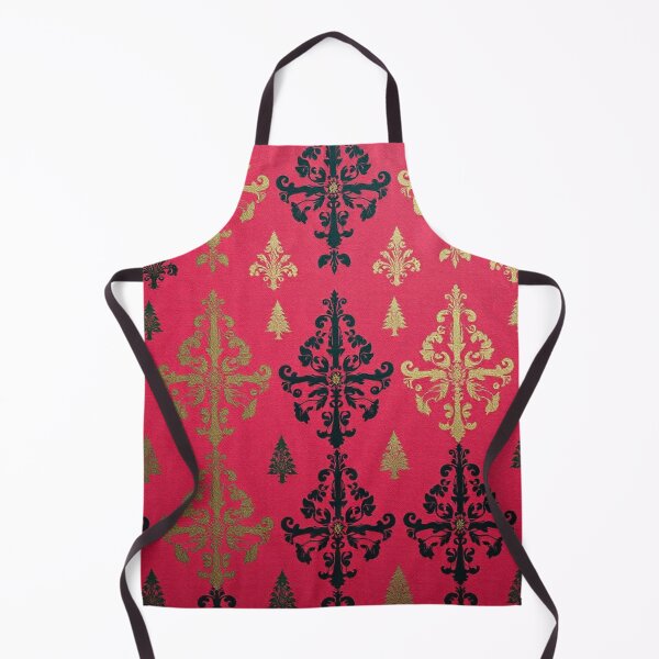 Item preview, Pink Red & Gold Damask With Tiny Christmas Trees designed and sold by DesignsByPrnces.