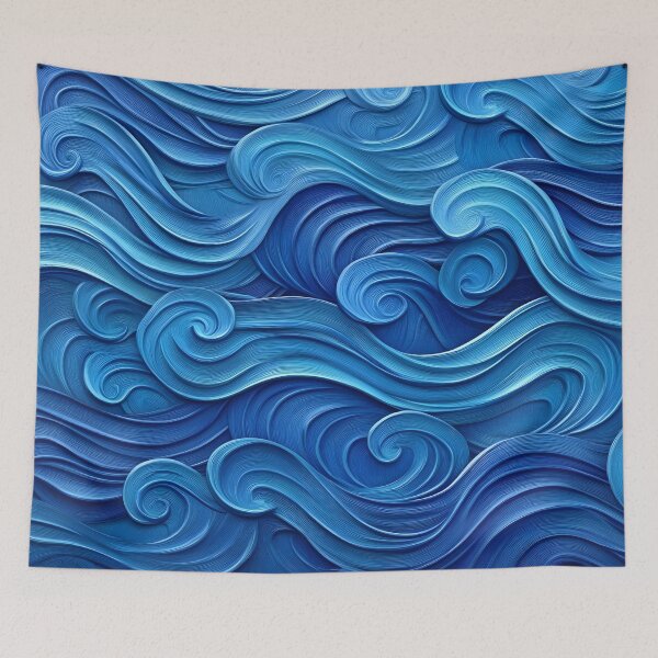 Item preview, Abstract Ocean Waves Texture – Flowing Blue Artistic Design designed and sold by Mousetopia.