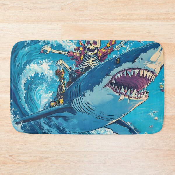 Item preview, Skeleton Pirate Riding Shark - Epic Ocean Adventure Artwork designed and sold by Mousetopia.