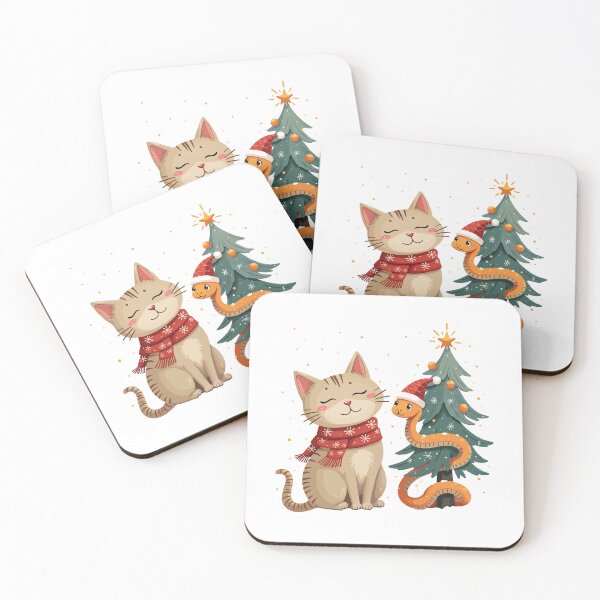 Item preview, snake christmas / cat and snake christmas designed and sold by Krasnovaovaova.