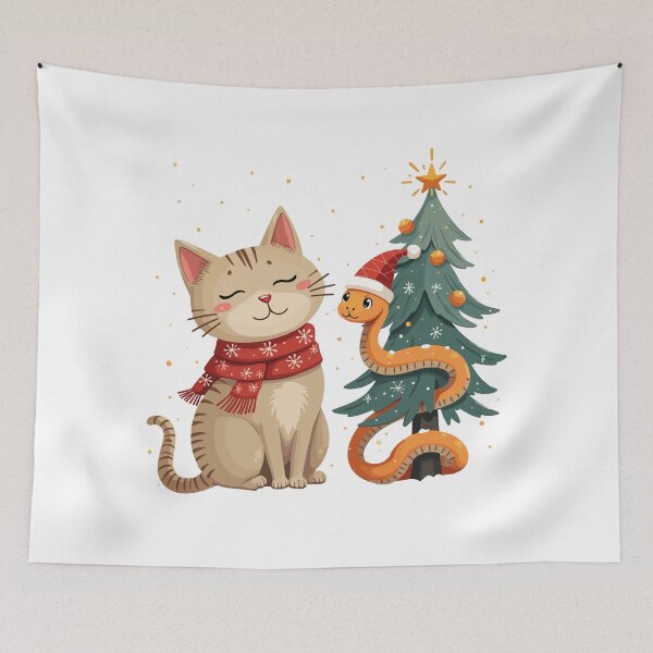 Item preview, snake christmas / cat and snake christmas designed and sold by Krasnovaovaova.