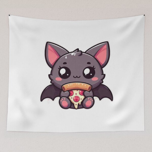 Item preview, bat eating pizza designed and sold by Eternalski.