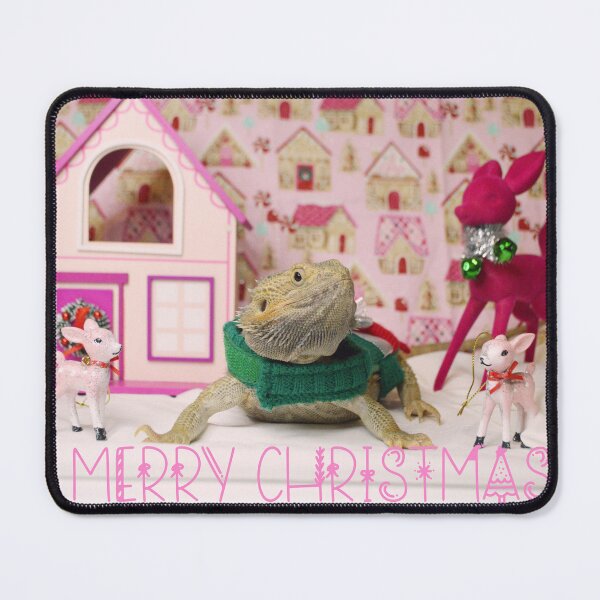 Item preview, Bearded Dragon Pink Christmas Holiday Card designed and sold by Nature's Reflections.