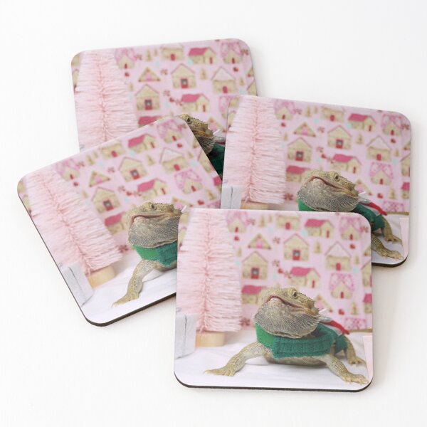 Item preview, Bearded Dragon Pink Christmas Holiday Card designed and sold by Nature's Reflections.