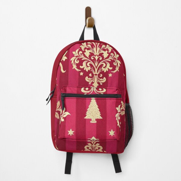 Item preview, Striped Red & Gold Damask With Tiny Christmas Trees designed and sold by DesignsByPrnces.