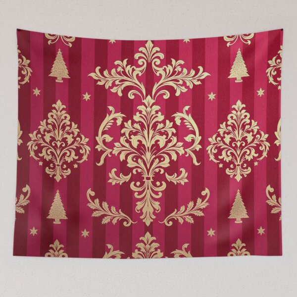 Item preview, Striped Red & Gold Damask With Tiny Christmas Trees designed and sold by DesignsByPrnces.