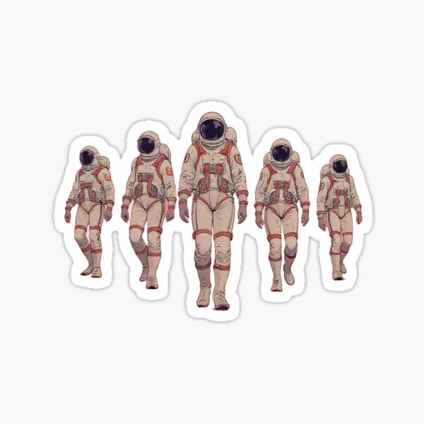 Item preview, Red Planet Astronaut Parade Comic Style Illustration designed and sold by MadeByHaresShop.