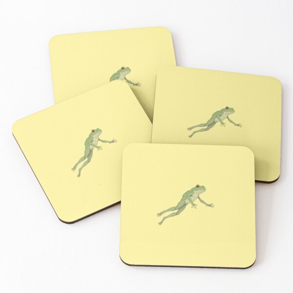 Item preview, Leap in Pastels A Frog's Mid-Jump Comic Illustration designed and sold by MadeByHaresShop.
