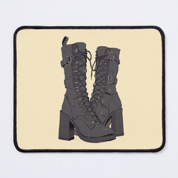 Item preview, Laced Elegance Silver Buckle Boots Comic Style Illustration designed and sold by MadeByHaresShop.