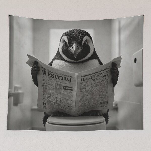 Item preview, Serious Penguin Reading Newspaper on Toilet designed and sold by vk09.