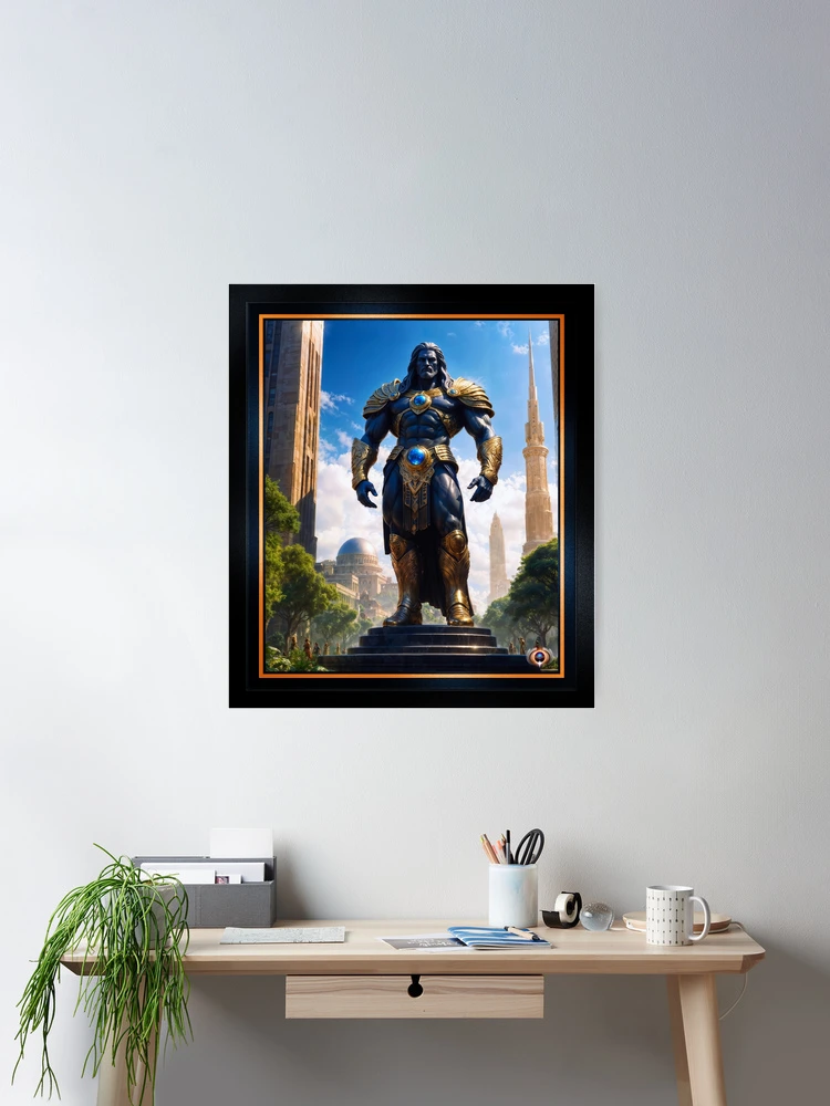 The Titan Bracellious Guardian Of The Sacred City Astounding AI Concept Art by Xzendor7 Wall Decor Poster Art Print