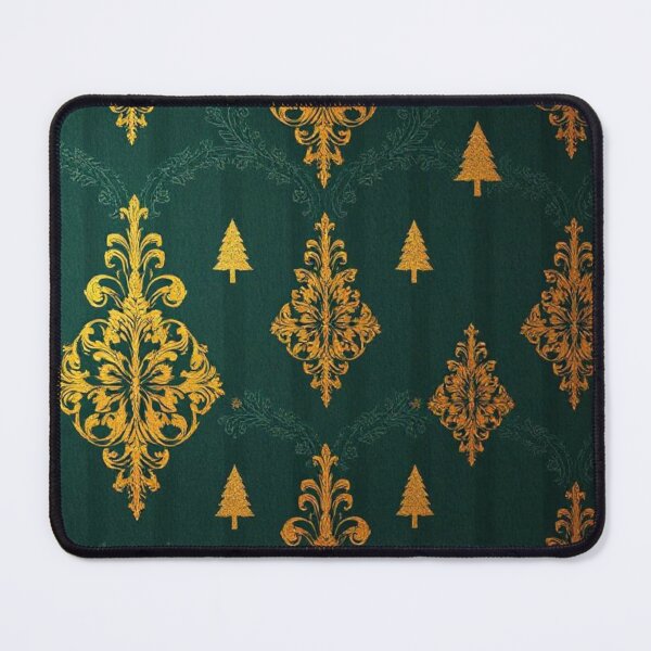 Item preview, Emerald Green Stripes & Gold Damask With Tiny Christmas Trees designed and sold by DesignsByPrnces.