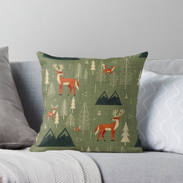 Item preview, Cabincore Forest Woodland Wildlife - Rustic Trees Deer Foxes Sage designed and sold by susycosta.