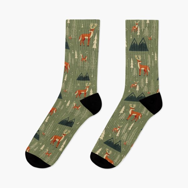 Item preview, Cabincore Forest Woodland Wildlife - Rustic Trees Deer Foxes Sage designed and sold by susycosta.