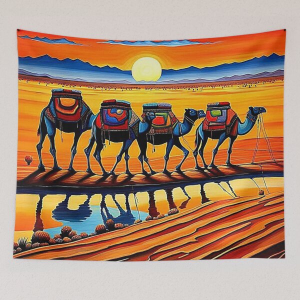 Item preview, Desert Camel caravan at sunset 4 designed and sold by George Hutton Hunter.