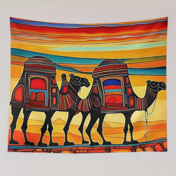 Item preview, Desert Camel caravan at sunset 5 designed and sold by George Hutton Hunter.