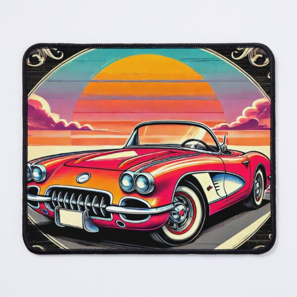 Item preview, "Cartoon Art of 1958 Corvette in Retro Sunset Frame" designed and sold by uberjoe.