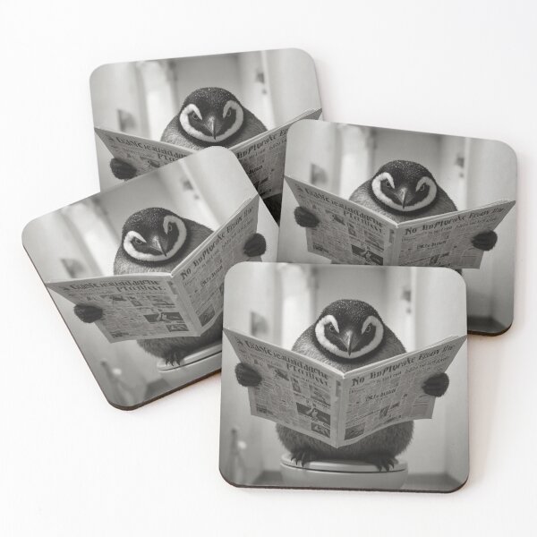 Item preview, Penguin on Toilet Reading Newspaper Art designed and sold by vk09.