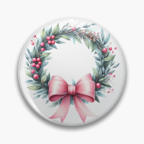 Item preview, Leafy Wreath with Pink Bow & Berries designed and sold by FocusPocus.