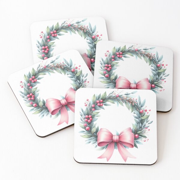 Item preview, Leafy Wreath with Pink Bow & Berries designed and sold by FocusPocus.