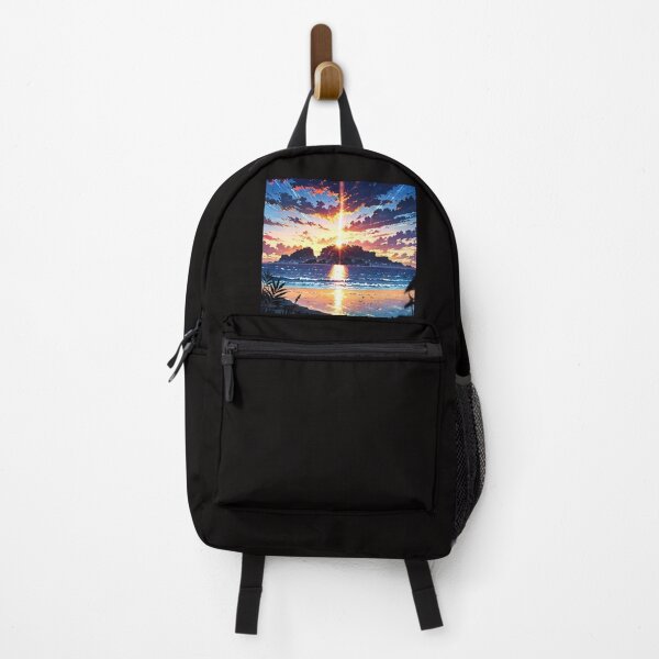 Item preview, sun behind the mountain peak on beach - anime designed and sold by AA-designstore.