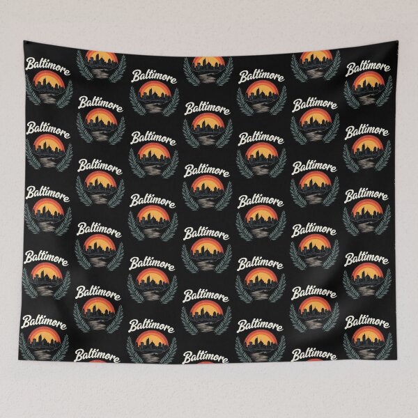 Item preview, Baltimore Skyline Retro Sunset  designed and sold by Queen1120.
