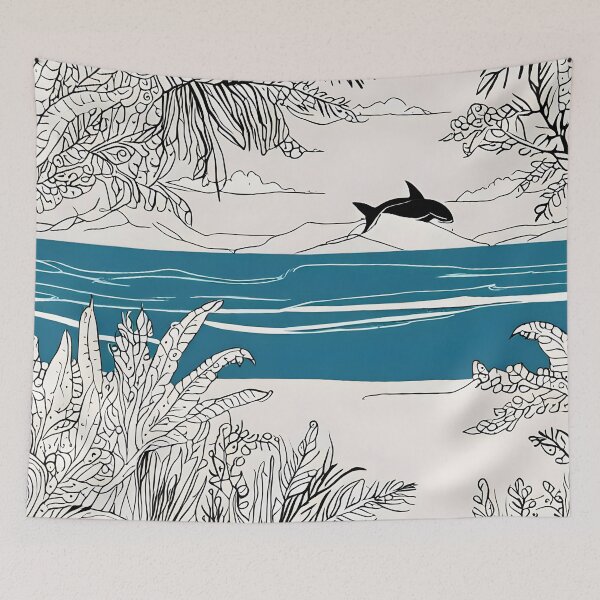 Item preview, colorless trees and planting on river and whale  designed and sold by AA-designstore.