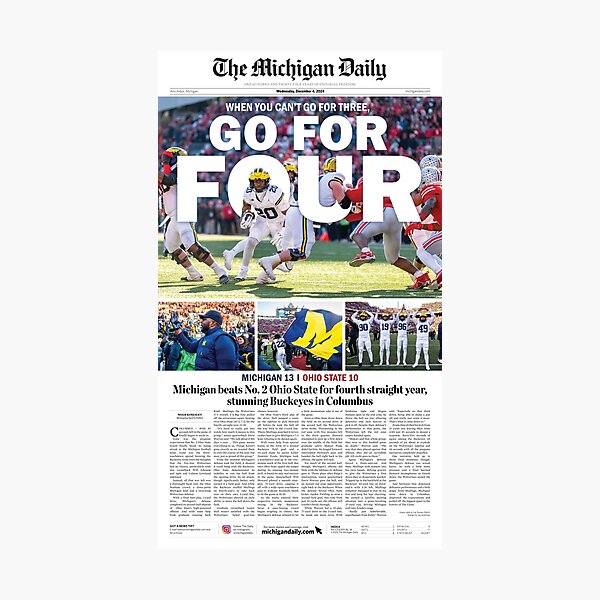 Item preview, The Michigan Daily Front Cover 12/4/24 (Go For Four) designed and sold by michigan-daily.