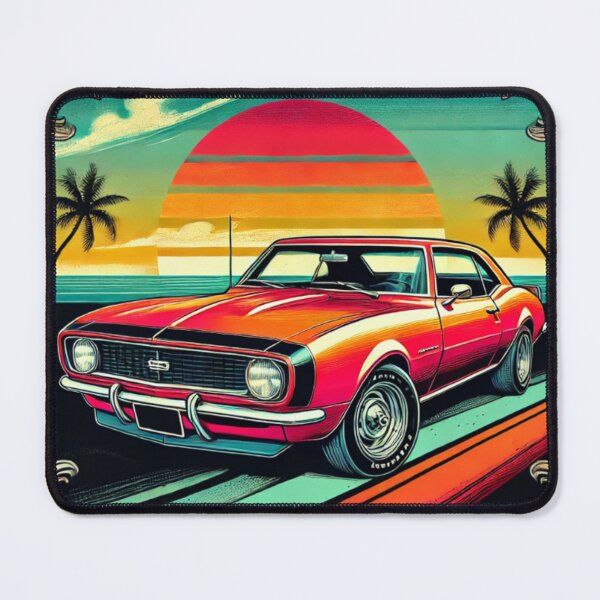 Item preview, "Cartoon Art of 1967 Camaro in Retro Sunset Frame" designed and sold by uberjoe.