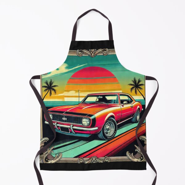 Item preview, "Cartoon Art of 1967 Camaro in Retro Sunset Frame" designed and sold by uberjoe.