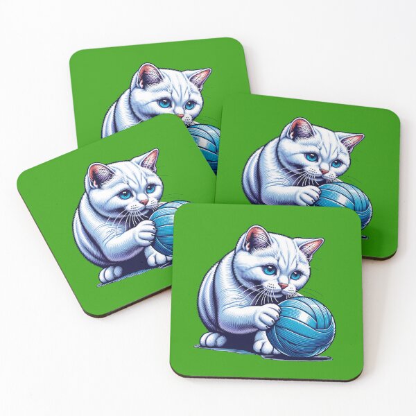 Item preview, White American Shorthair Playing With A Ball designed and sold by MGRcompany.