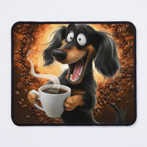 Item preview, Dog with coffee in the morning. designed and sold by MyHappyArtShop.