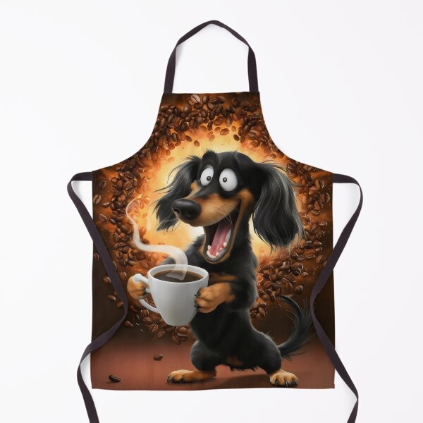 Item preview, Dog with coffee in the morning. designed and sold by MyHappyArtShop.